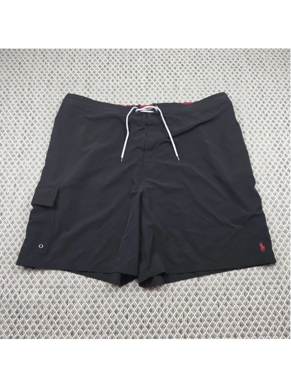 Polo Ralph Lauren Swim Trunks Cargo Board Shorts Black Red Pony Men’s 5XB